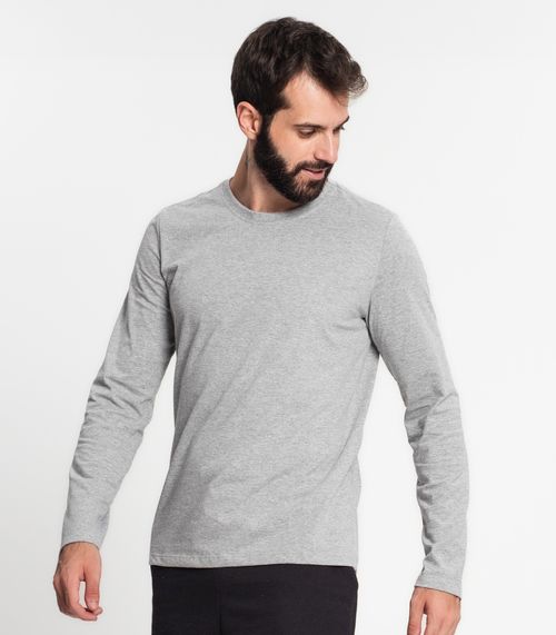 Camiseta Manga Longa Masculina  Meia Malha Kohmar Cinza