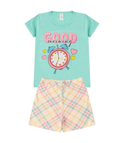 Pijama Juvenil Menina Brilha no Escuro Kappes Azul