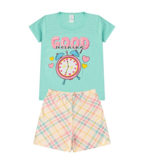 Pijama Juvenil Menina Brilha no Escuro Kappes Azul