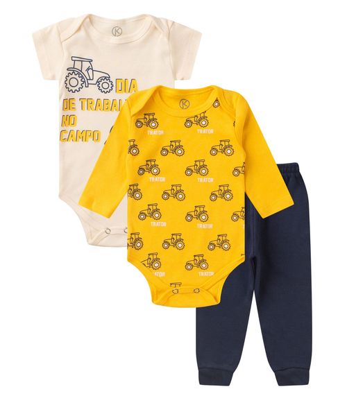 Kit Body Infantil Longo 3 Peças Kappes Amarelo