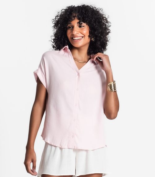 Camisa Feminina Gola Padre Manga Curta Select Rosa
