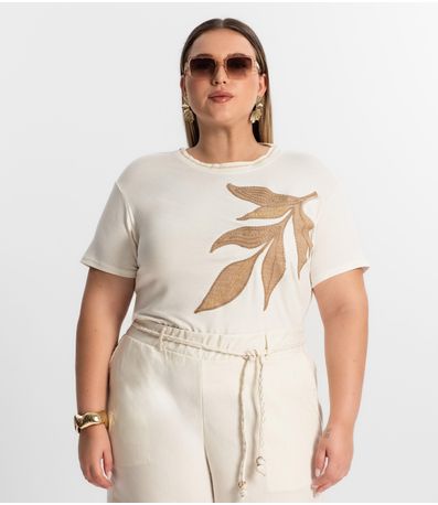 Blusa Feminina Plus Size Secret Glam Bege