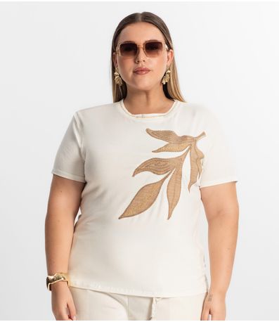 Blusa Feminina Plus Size Secret Glam Bege