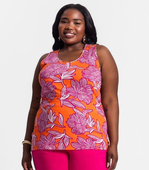 Regata Estampada Plus Size Secret Glam Laranja