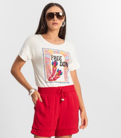 Blusa Feminina Manga Curta Select Bege