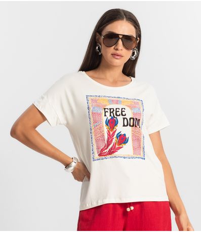 Blusa Feminina Manga Curta Select Bege