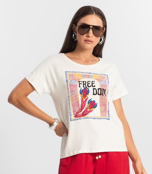 Blusa Feminina Manga Curta Select Bege