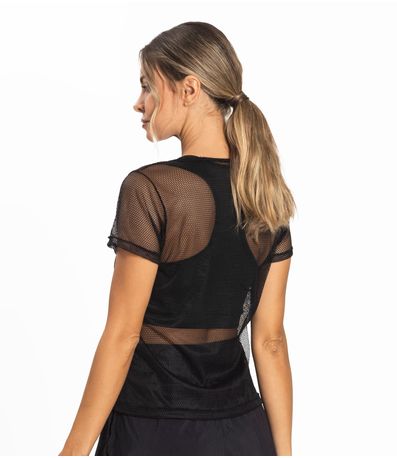 Blusa Fitness Feminina Tule FTK Preto