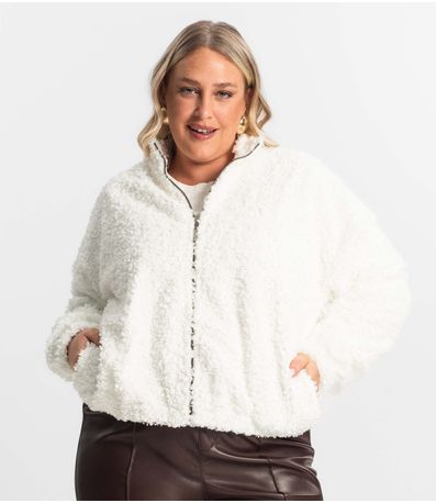 Jaqueta Pelo Alpaca Sintético Secret Glam Bege