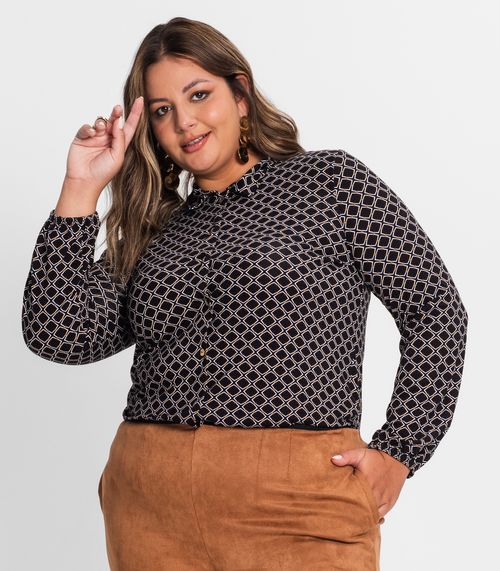 Blusa Feminina Plus Size Secret Glam Preto