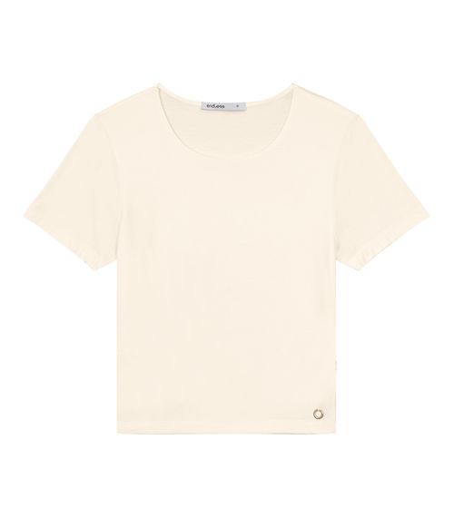 Blusa De Viscotorcion Básica Feminina Endless Bege