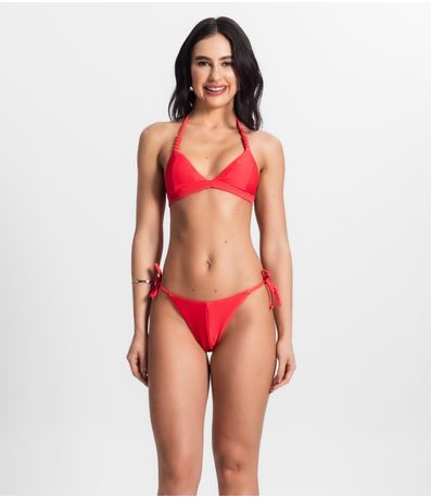 Conjunto Biquíni Texturizado Triângulo Bela Gaia Vermelho