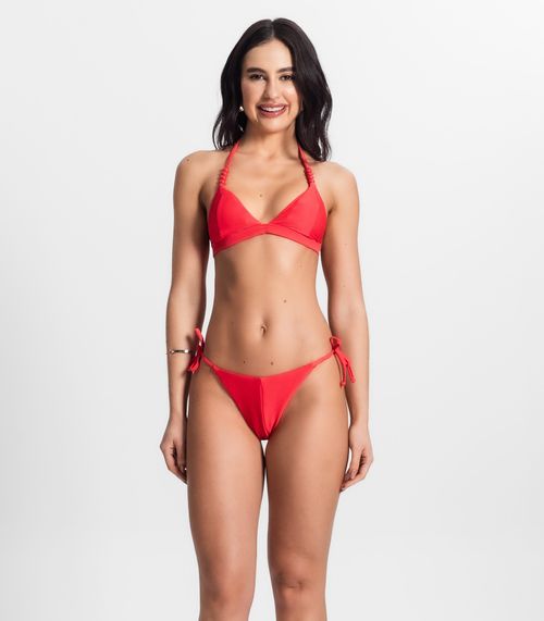 Conjunto Biquíni Texturizado Triângulo Bela Gaia Vermelho