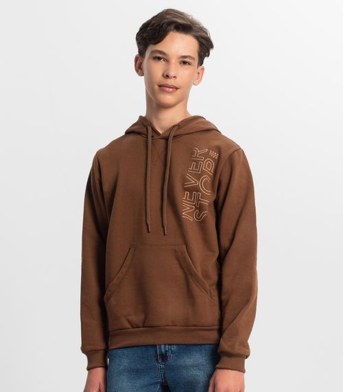 Blusão Juvenil Masculino Em Moletom Minty Marrom