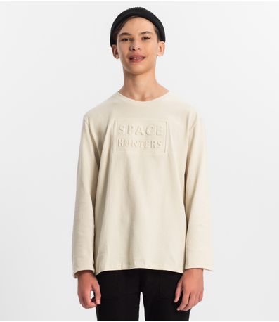 Camiseta Juvenil Masculina Manga Longa Minty Bege
