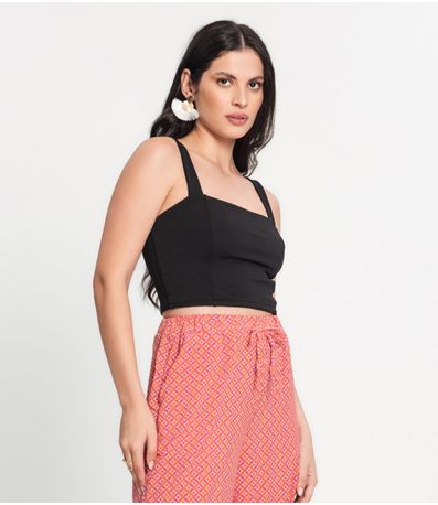 Conjunto Feminino Cropped e Calça Estampada Select Laranja