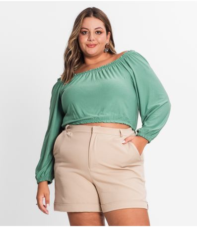 Blusa Ciganinha Feminina Plus Size Secret Glam Verde