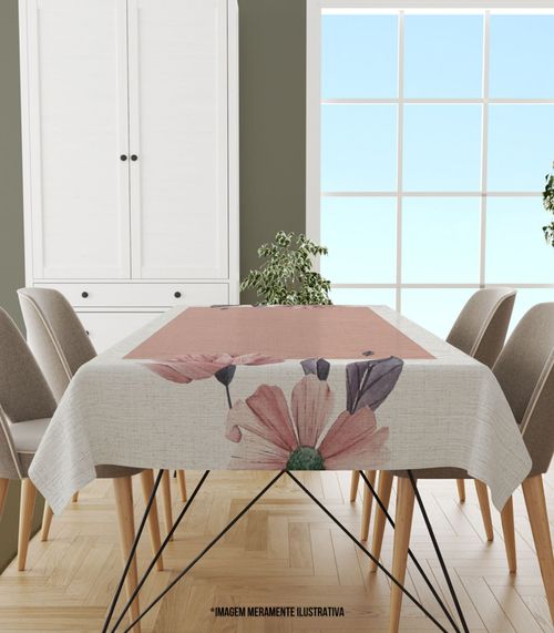 Toalha De Mesa Retangular 8 Lugares Wevans Bege