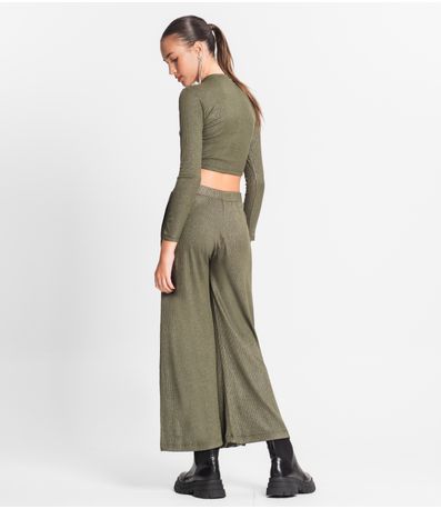 Calça Juvenil Feminina Em Ribana Canelada Minty Verde