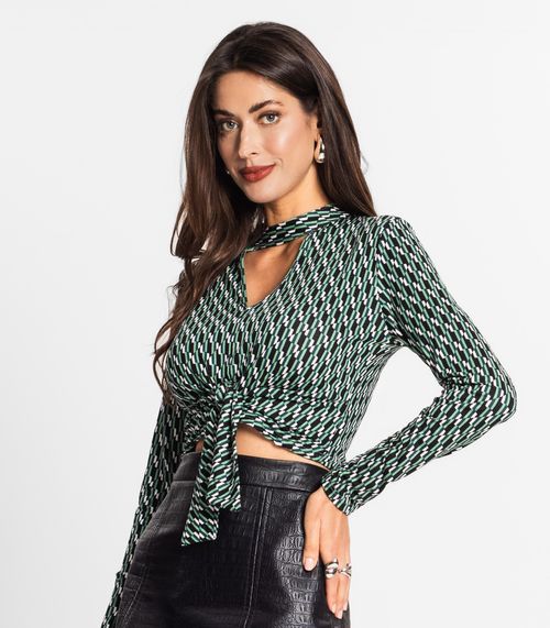Blusa Feminina Manga Longa Em Viscose Endless Verde