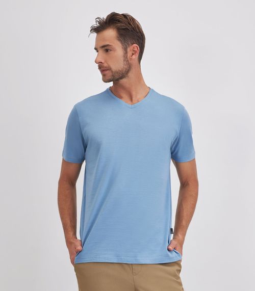 Camiseta Masculina Em Meia Malha Kohmar Azul
