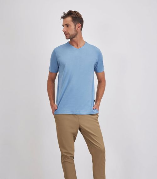 Camiseta Masculina Em Meia Malha Kohmar Azul