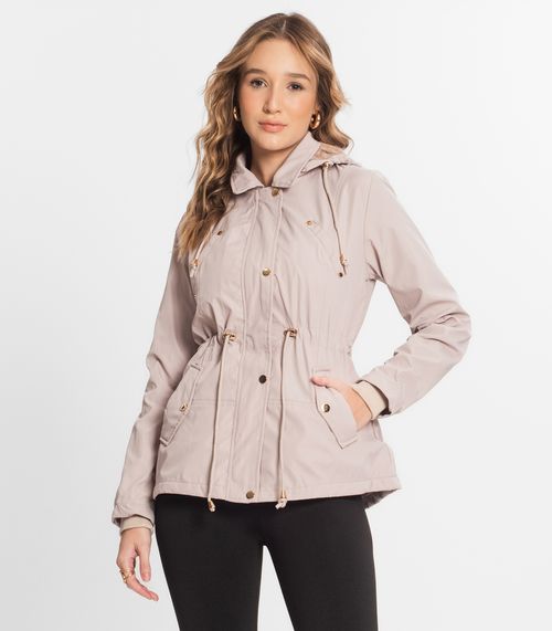 Parka Feminina Com Capuz Peluciada Sea Surf Bege