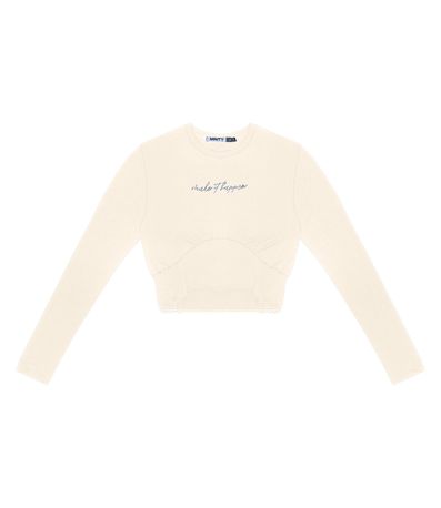 Blusa Juvenil Manga Longa Minty Bege