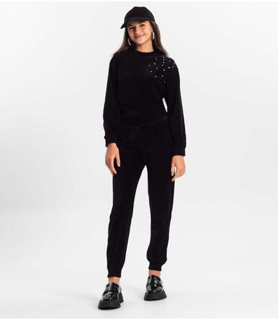 Conjunto Juvenil em Plush Minty Preto