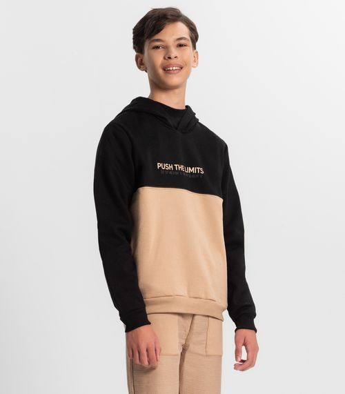 Blusão Juvenil Masculino Com Capuz Minty Preto
