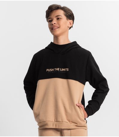 Blusão Juvenil Masculino Com Capuz Minty Preto