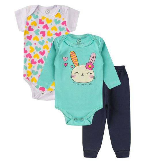 Kit Body Infantil Longo 3 Peças Kappes Branco