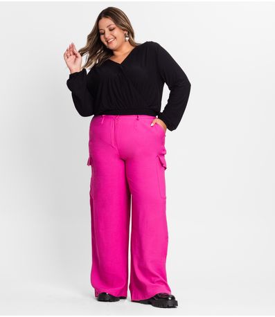 Blusa Feminina Plus Size Em Viscose Secret Glam Preto