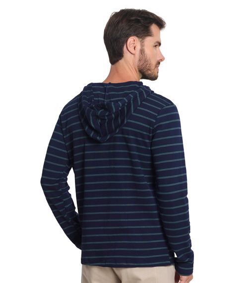 Camiseta Manga Longa Capuz Suedine List Diametro Azul