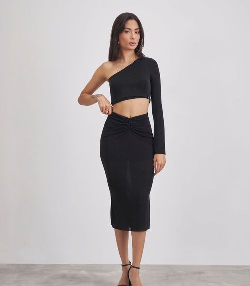 Conjunto Cropped Slink Feminino Kohmar Preto