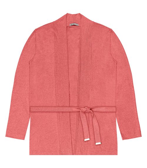 Cardigan Feminino Plus Size Em Tricot Secret Glam Laranja