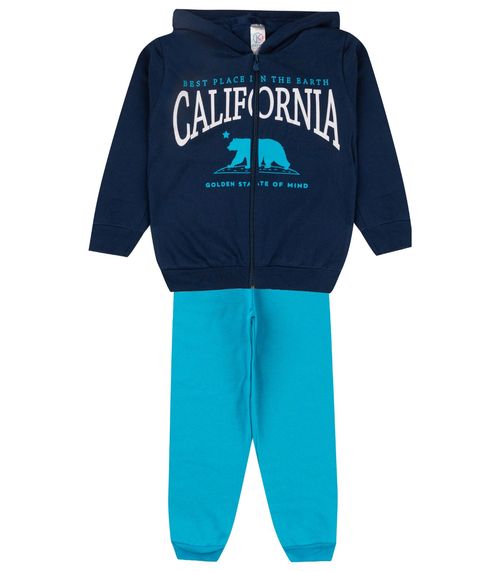 Conjunto De Moletom Infantil Com Capuz Kappes Azul
