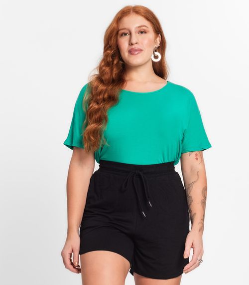 Blusa Manga Curta Feminina Plus Size Secret Glam Verde