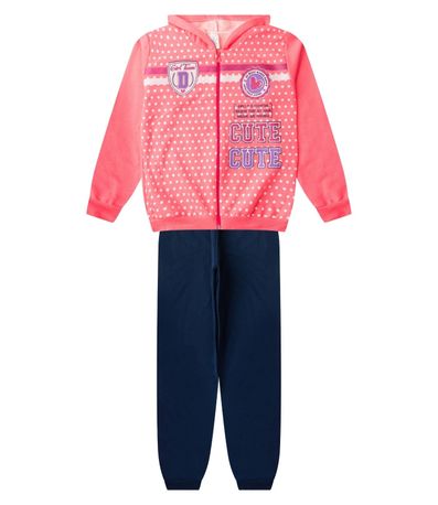 Conjunto De Moletom Menina Com Capuz Kappes Laranja