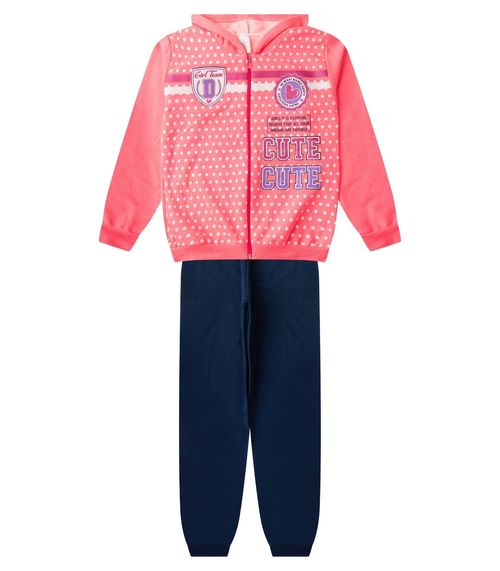 Conjunto De Moletom Menina Com Capuz Kappes Laranja