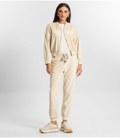 Conjunto Jaqueta com Calça Plush Endless Bege