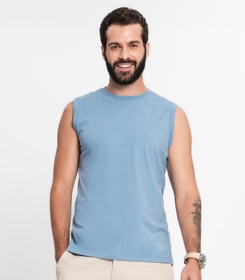 Regata Meia Malha Básica Masculina Kohmar Azul