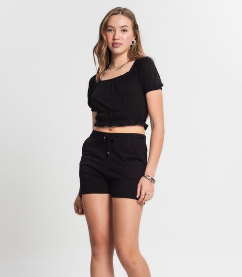 Conjunto Juvenil Feminino Blusa Com Shorts Minty Preto
