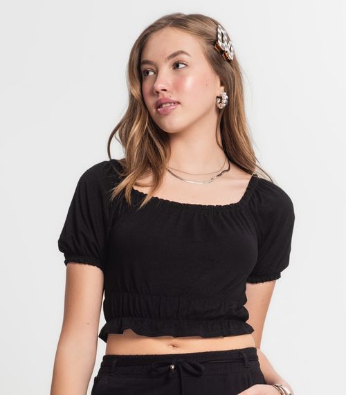 Conjunto Juvenil Feminino Blusa Com Shorts Minty Preto