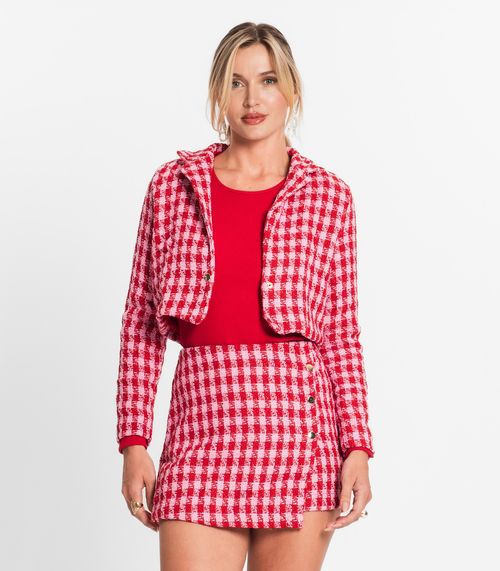 Casaco Feminino Em Tweed Glow Endless Vermelho