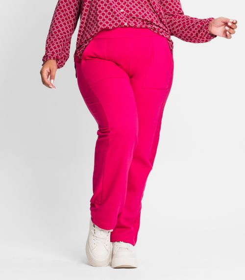 Calça Wide Leg Plus Size Secret Glam Rosa