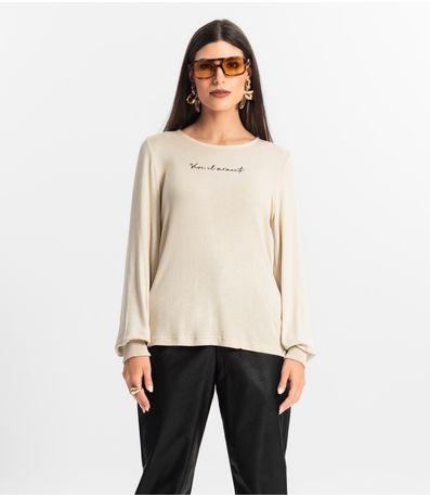 Blusa Manga Longa Tricot Endlles Bege