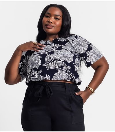 Blusa Manga Curta Feminina Plus Size Secret Glam Preto