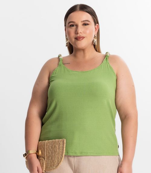 Blusa De Alça Plus Size Secret Glam Verde