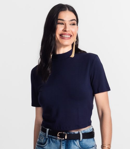Blusa Feminina Gola Alta Select Azul